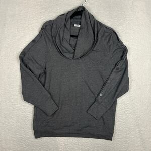 CAbi 3871 Size XS Snap Sleeve Pullover Cowl Neck Sweatshirt Casual Charcoal Gray